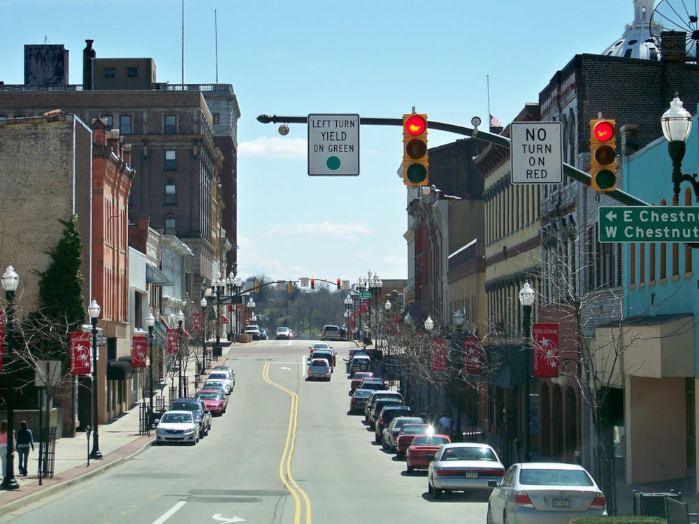 A street in downtown Washington, PA