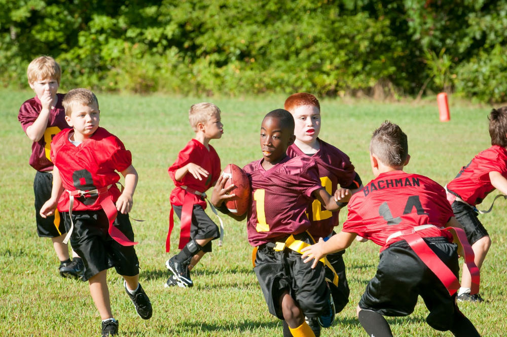 Children playing flag football